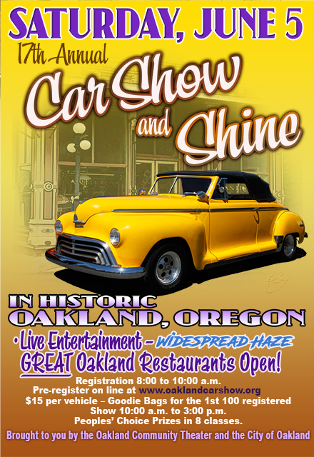 Here is the current itinerary for June 5, 2021’s Car Show & Shine: